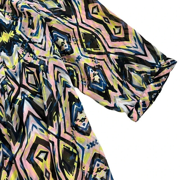 Junarose Abstract Sheer 3/4 Sleeve Tunic Blouse 16 - Picture 2 of 7